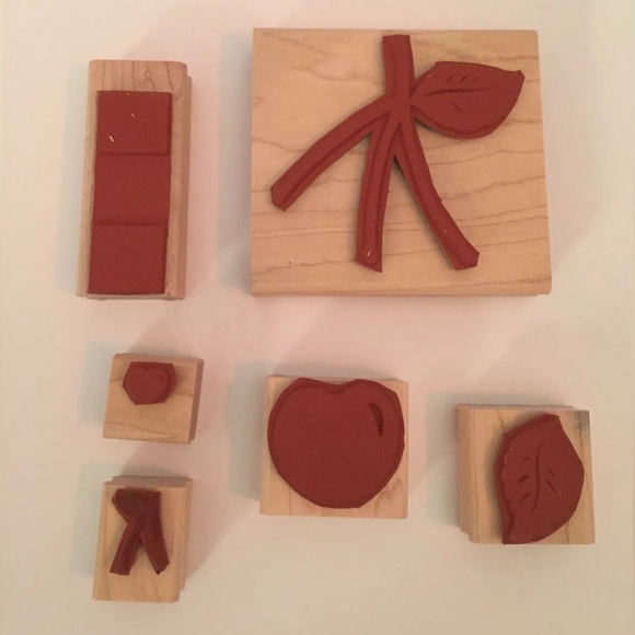 Stampin’ Up Very cherry set of 6 wood mounted stamps Cherries Cherry Stems ECU - Picture 2 of 6